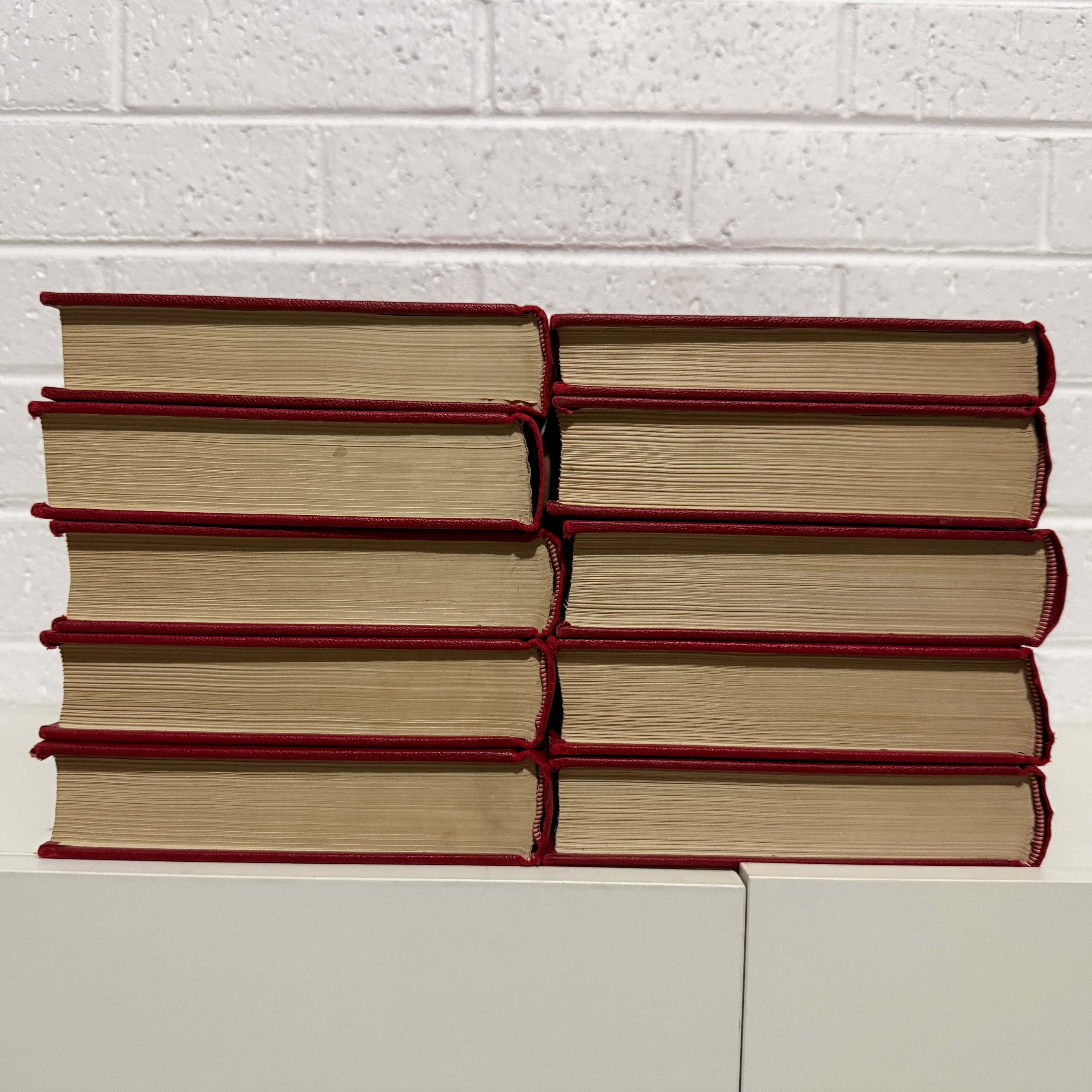 1963 The Grolier Society Australian Encyclopedia, 10 x Book Set, Red Edition VG