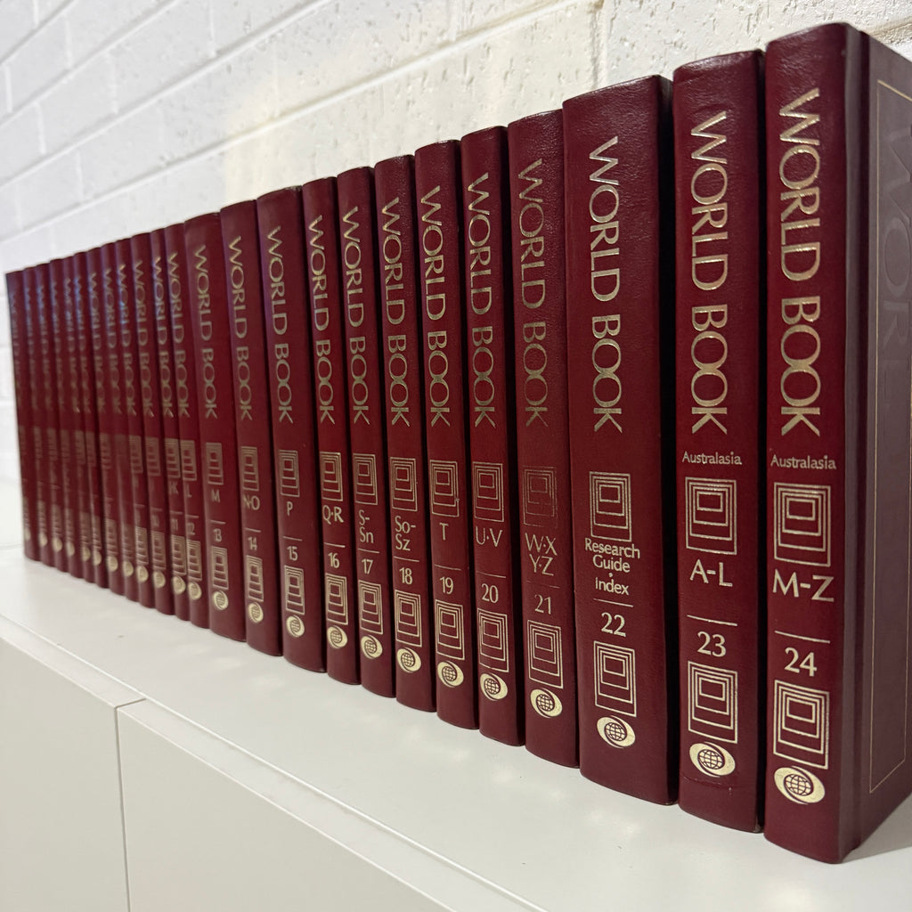 1988 World Book Encyclopedia Complete 24 Book Set, Burgundy Edition, Gold Top