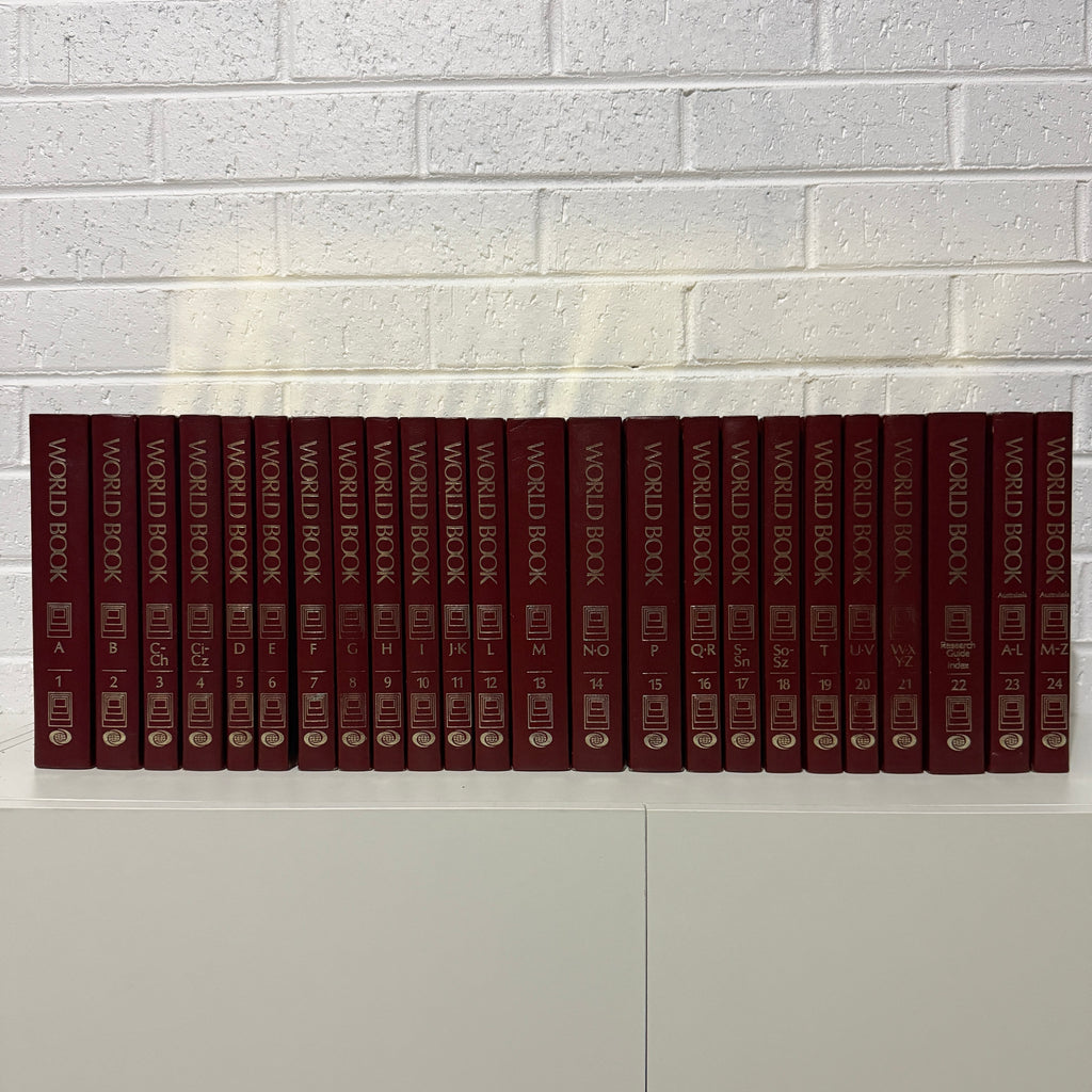 1988 World Book Encyclopedia Complete 24 Book Set, Burgundy Edition, Gold Top