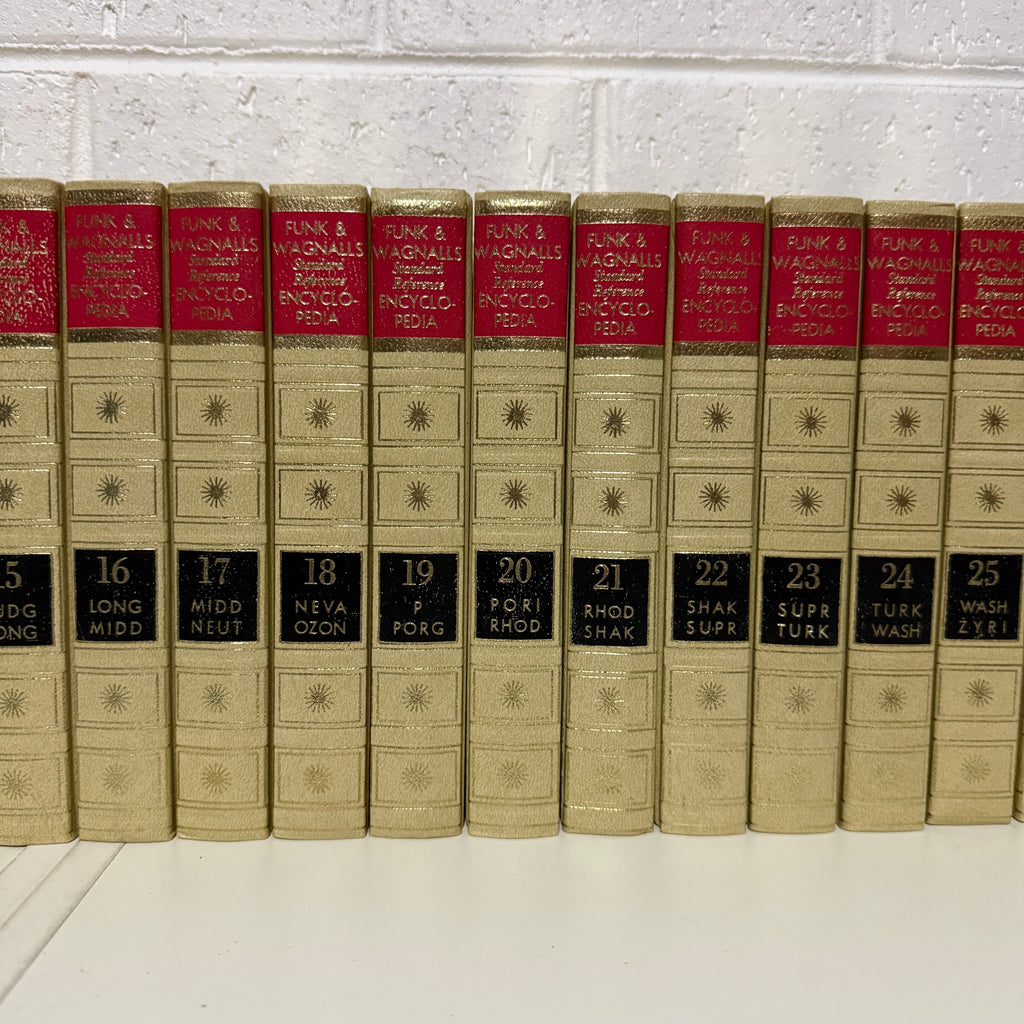 1973 Funk & Wagnall Standard Reference Encyclopedia, 26 x Book Set, Gold Edition, Gold Top